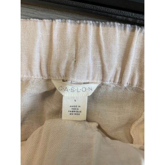 Caslon Women's Tapered Linen Pants Elastic Waist Flax Beige Size Large - Picture 4 of 9